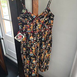 Partying skeletons /Day of the Dead dress by Paper Doll Productions XS